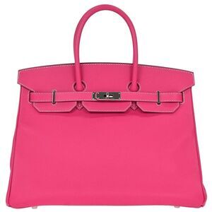 Hermes Birkin Handbag Pink Epsom With Palladium Hardware Pink Leather Handbag